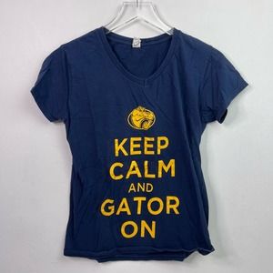 Keep Calm Gator On University of Florida Gators Blue T-shirt Women's Medium EUC